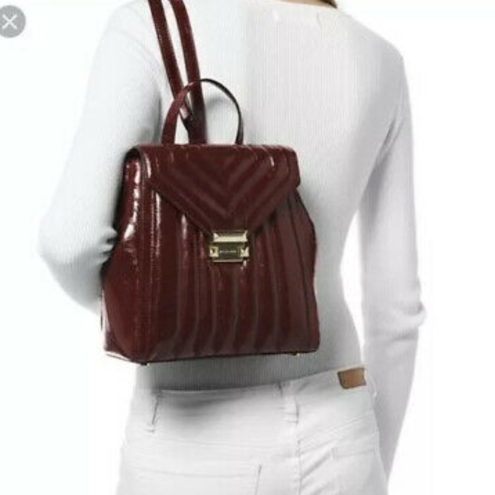 NWT Michael Kors Medium Oxblood Leather Backpack - Picture 1 of 8